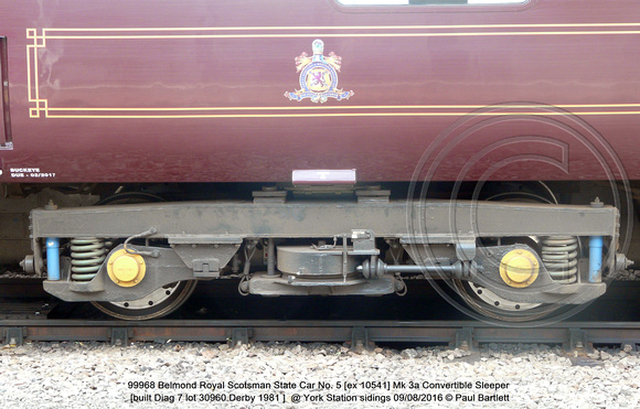 99968 Belmond Royal Scotsman State Car No. 5 [ex 10541] Mk 3a Convertible Sleeper [built Diag 7 lot 30960 Derby 1981 ] @ York Station sidings 2016-08-09 © Paul Bartlett [06w]