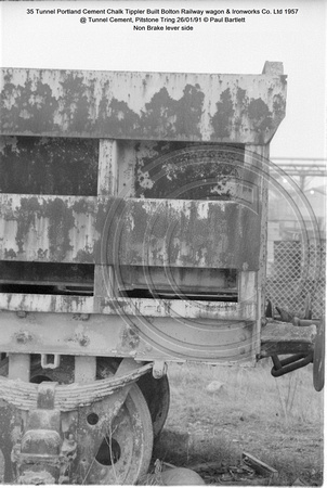 35 Tunnel Portland Cement Chalk Tippler Built Bolton Railway wagon & Ironworks Co. Ltd 1957 @ Tunnel Cement, Pitstone Tring 91-01-26 © Paul Bartlett [09w]