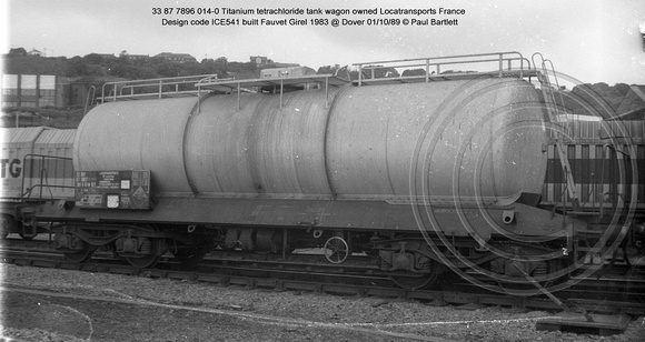 33 87 7896 014-0 Titanium tetrachloride Locatransports @ Dover 89-10-01 � Paul Bartlett [3w]
