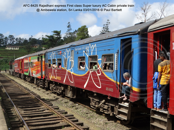 AFC-8425 Rajadhani express First class Super luxury AC Cabin private train @ Ambewela station, Sri Lanka 2016-01-03 © Paul Bartlett [3w]
