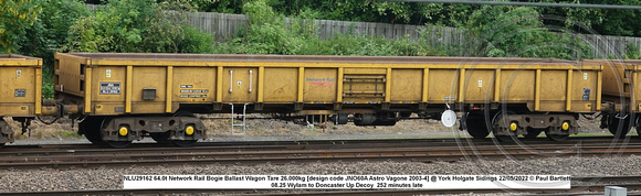 NLU29162 64.0t Network Rail Bogie Ballast Wagon Tare 26.000kg [design code JNO60A Astro Vagone 2003-4] @ York Holgate Sidings 2022-05-22 © Paul Bartlett w