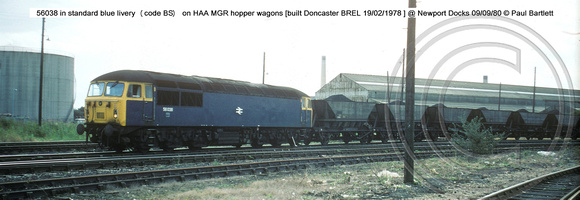 56038 on HAA MGR hopper wagons @ Newport Docks 80-09-09 � Paul Bartlett w