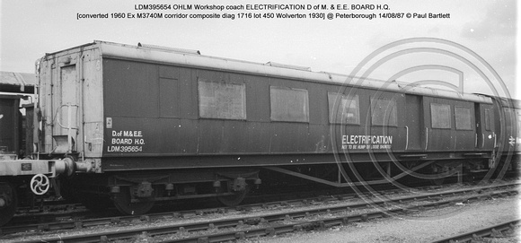 LDM395654 OHLM Workshop coach Ex M3740M @ Peterborough 87-08-14 � Paul Bartlett W