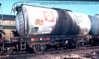 BPO67364 = SMBP945 TTB 32.7t Class A Petroleum Tank wagon air brake Design code TT088P Regd BRW 607 Powell Duffryn 1967 @ Hoo Junction 88-02-06  © Paul Bartlett w