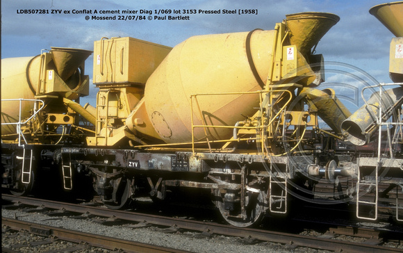 LDB507281 ZYV ex Conflat A cement mixer @ Mossend 84-07-22 © Paul Bartlett W