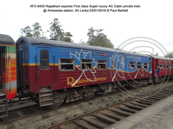 AFC-8425 Rajadhani express First class Super luxury AC Cabin private train @ Ambewela station, Sri Lanka 2016-01-03 © Paul Bartlett [1w]