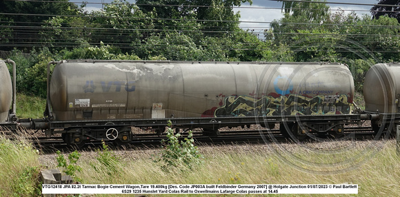 VTG12418 JPA 82.2t Tarmac Bogie Cement Wagon,Tare 19.400kg [Des. Code JP003A built Feldbinder Germany 2007] @ Holgate Junction 2023-07-01 © Paul Bartlett w