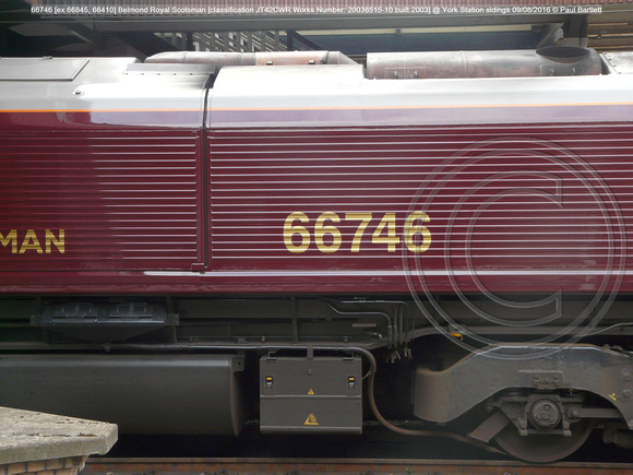 66746 [ex 66845, 66410] Belmond Royal Scotsman [classification JT42CWR Works No 20038515-10 built 2003] @ York Station sidings 2016-08-09 © Paul Bartlett [05w]