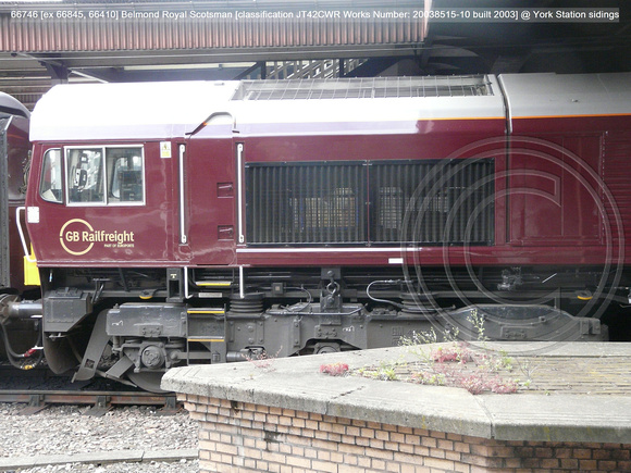 66746 [ex 66845, 66410] Belmond Royal Scotsman [classification JT42CWR Works No 20038515-10 built 2003] @ York Station sidings 2016-08-09 © Paul Bartlett [03w]