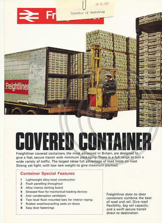 Freightliner Covered Container leaflet 1967 side 1 © Paul Bartlett collection BRB P2973-67