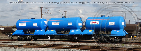 642049 FEAF Rail head treatment train – Container frame [Greenbrier Poland 2005] @ York Network Rail Holgate depot Reception Sidings 2016-04-08 © Paul Bartlett [1w]