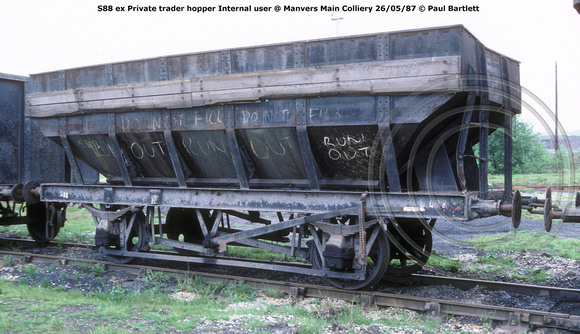 S88 ex Private trader hopper Internal user @ Manvers Main Colliery 87-05-26 © Paul Bartlett [1W]