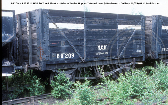 BR209 = P225211 NCB ex Private Trader Hopper Internal user @ Brodsworth Colliery 87-05-26 © Paul Bartlett w