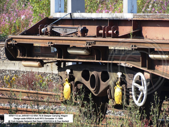 NR97112 ex JARV97112 KRA Sleeper Carrying Wagon @ York Holgate Network Rail Depot 2014-07-27 � Paul Bartlett [2w]