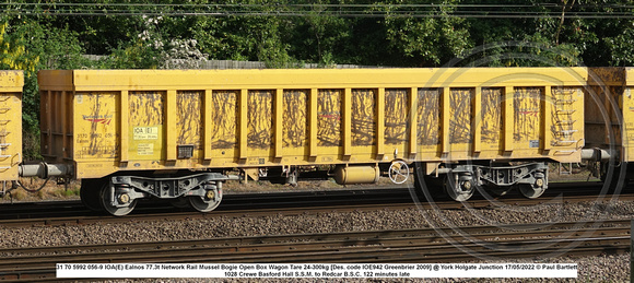 31 70 5992 056-9 IOA(E) Ealnos Network Rail Mussel Bogie Open Box Wagon [Greenbrier 2009] @ Holgate Junction 2022 05-17 © Paul Bartlett w