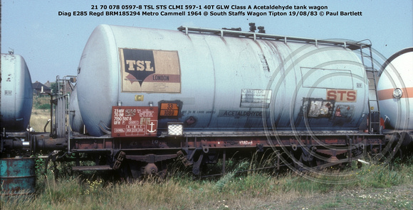 21 70 078 0597-8 TSL STS CLMI 597-1 Acetaldehyde @ South Staffs Wagon Tipton 83-08-19 © Paul Bartlett w
