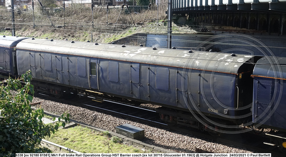 6338 [ex 92180 81581] Mk1 Full brake Rail Operations Group HST Barrier coach [ex lot 30715 Gloucester 01.1963] @ Holgate Junction 2021-03-24 © Paul Bartlett w