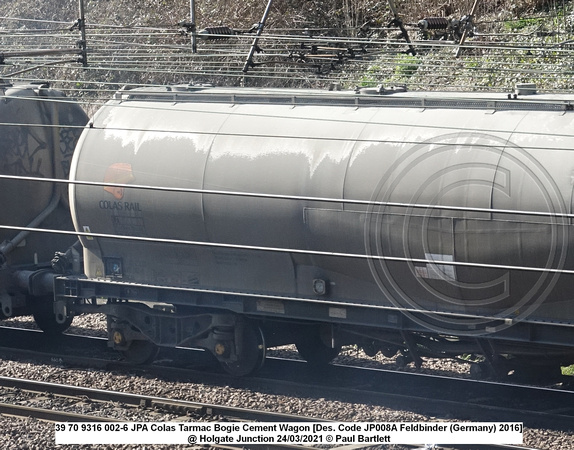 39 70 9316 002-6 JPA Colas Tarmac Bogie Cement Wagon [Des. Code JP008A Feldbinder (Germany) 2016] @ Holgate Junction 2021-03-24 © Paul Bartlett [2w]