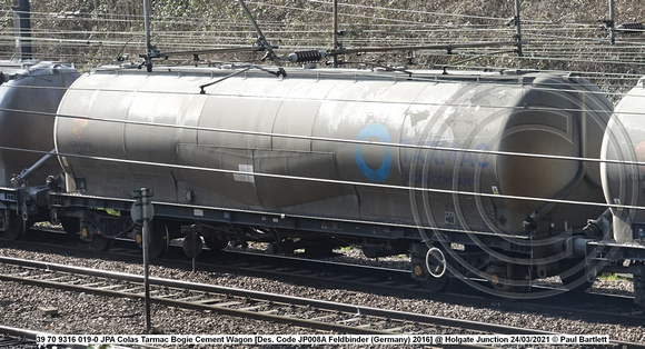 39 70 9316 019-0 JPA Colas Tarmac Bogie Cement Wagon [Des. Code JP008A Feldbinder (Germany) 2016] @ Holgate Junction 2021-03-24 © Paul Bartlett w