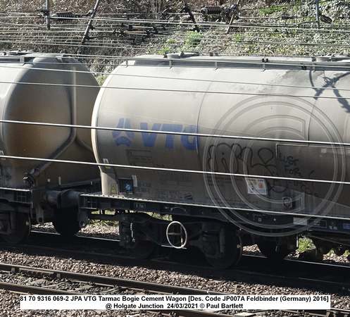 81 70 9316 069-2 JPA VTG Tarmac Bogie Cement Wagon [Des. Code JP007A Feldbinder (Germany) 2016] @ Holgate Junction 2021-03-24 © Paul Bartlett [2w]