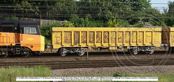 31 70 5992 040-3 IOA(E) Ealnos Network Rail Mussel Bogie Open Box Wagon [Greenbrier 2009] @ Holgate Junction 2022 05-17 © Paul Bartlett w