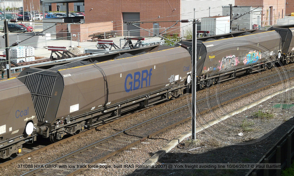 371088 HYA GBRF with low track force bogie, built IRAS Romania 2007] @ York freight avoiding line 2017-04-10 © Paul Bartlett w