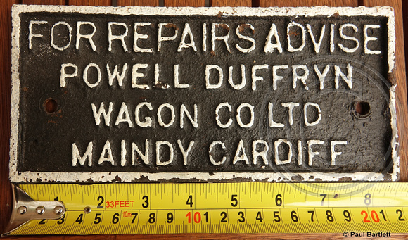 Plate - For repairs Powell Duffryn © Paul Bartlett w