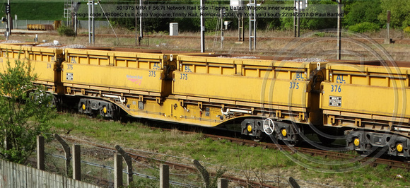 501375 MRA F 56.7t Network Rail Side -Tipping Ballast Wagons inner wagon [Design code MR006C built Astro Vagoane,Trinity Rail, Romania 2004] @ York yard south 2017-04-22 © Paul Bartlett [0w]