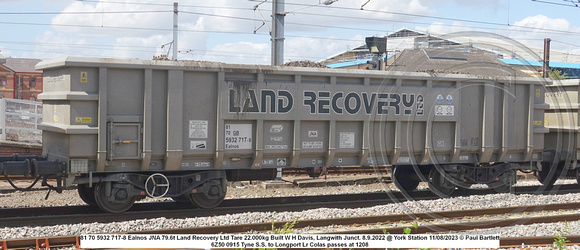 81 70 5932 717-8 Ealnos JNA 79.6t Land Recovery Ltd Tare 22.000kg Built W H Davis, Langwith Junct. 8.9.2022 @ York Station 2023-08-11 © Paul Bartlett w