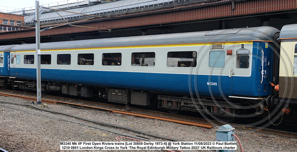 M3345 Mk IIF First Open Riviera trains [Lot 30859 Derby 1973-4] @ York Station 2023-08-11 © Paul Bartlett w