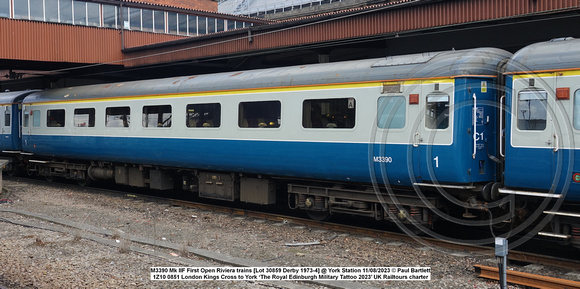 M3390 Mk IIF First Open Riviera trains [Lot 30859 Derby 1973-4] @ York Station 2023-08-11 © Paul Bartlett [2w]
