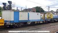 BB97411 KFA 66.7t Trinity Rail 60' Container Flat - Kirow Crane Support DRK81602 tare 26.800kg [2005] @ York station 2023-08-09 © Paul Bartlett [1w]