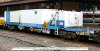 BB97411 KFA 66.7t Trinity Rail 60' Container Flat - Kirow Crane Support DRK81602 tare 26.800kg [2005] @ York station 2023-08-09 © Paul Bartlett [2w]