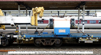 BB97412 66.7t KFA Trinity Rail 60' Container Flat Kirow Crane Support  DRK81611 tare 26.000kg [Des. Code KF022A 2005] @ York station 2023-08-09 © Paul Bartlett [6w]