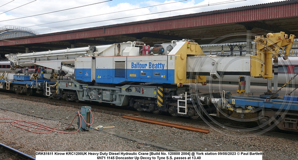 DRK81611 Kirow KRC1200UK Heavy Duty Diesel Hydraulic Crane [Build No. 120800 2004] @ York station 2023-08-09 © Paul Bartlett [4w]