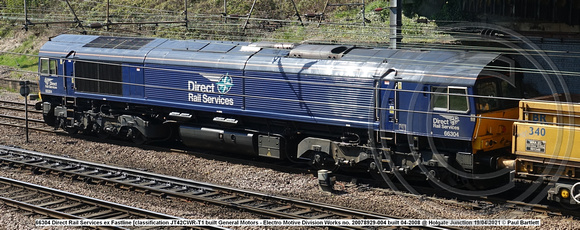 66304 Direct Rail Services Fastline [classification JT42CWR-T1 built GM Works no. 20078929-004 built 04-2008 @ Holgate Junction 2021-04-19 © Paul Bartlett  w