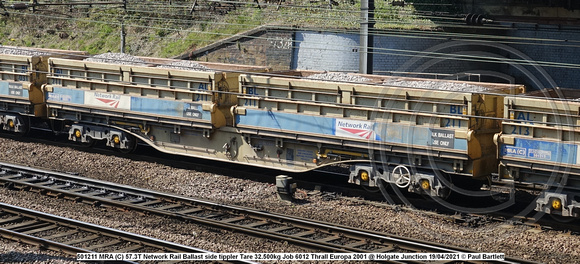 501211 MRA (C) 57.3T Network Rail Ballast side tippler Tare 32.500kg Job 6012 Thrall Europa 2001 @ Holgate Junction 2021-04-19 © Paul Bartlett w