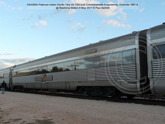 SSA260H Platinum Indian Pacific Tare 45-730t built Commonwealth Engineering, Granville 1967-8 @ Rawlinna Station 8 May 2017 © Paul Bartlett [1]