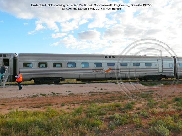 Unidentified  Gold Catering car Indian Pacific built Commonwealth Engineering, Granville 1967-8 @ Rawlinna Station 8 May 2017 © Paul Bartlett