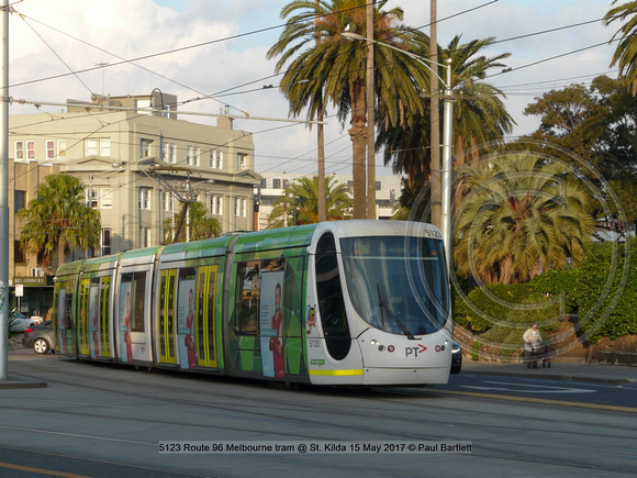 5123 Route 96 Melbourne tram @ St. Kilda beach front 15 May 2017 © Paul Bartlett