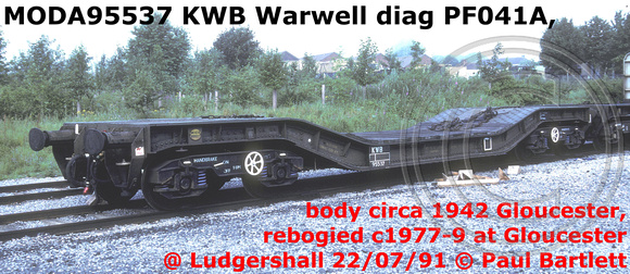 MODA95537 KWB Warwell Diag PF041A, body circa 1942 Gloucester, rebogied c1977-9 @ Ludgershall 91-07-22 © Paul Bartlett