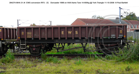 394274 MHA 31.4t  EWS conversion RFS (E) Doncaster 1998 on HAA frame Tare 14-600kg @ York Triangle 2008-10-11  © Paul Bartlett [2w]