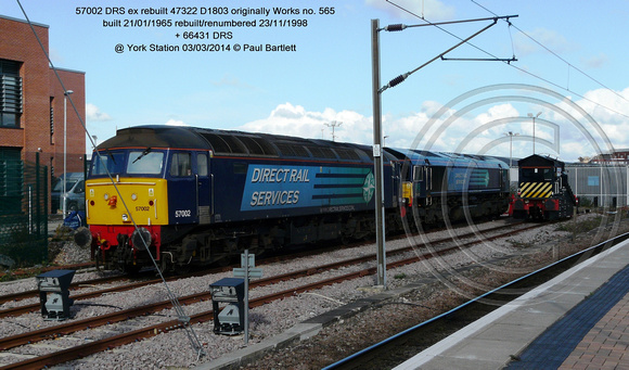 57002 DRS ex rebuilt 47322 D1803   66431 DRS @ York Station 2014-03-03 � Paul Bartlett