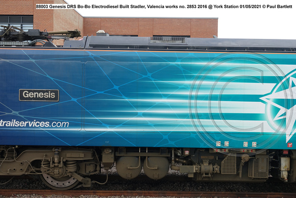 88003 Genesis DRS Bo-Bo Electrodiesel Built Stadler, Valencia works no. 2853 2016 @ York Station 2021 05-01 © Paul Bartlett [09w]