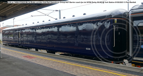 6330 ex 14084 975629 Mk 2a Brake corridor first Rail Operations Group HST Barrier coach [ex lot 30786 Derby 08.68] @ York Station 2021-05-01 © Paul Bartlett [1w]