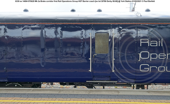 6330 ex 14084 975629 Mk 2a Brake corridor first Rail Operations Group HST Barrier coach [ex lot 30786 Derby 08.68] @ York Station 2021-05-01 © Paul Bartlett [5w]