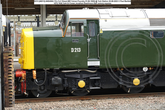 D213 [40013] ANDANIA 1Co Co1 Diesel [EE Vulcan Foundry 01.06.1959] @ York Station 2023-08-25 © Paul Bartlett [5w]