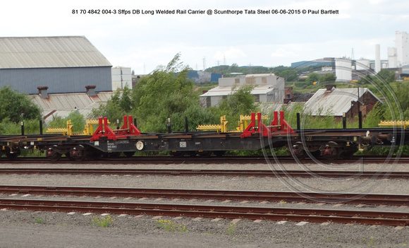 81 70 4842 004-3 Sffps DB Long Welded Rail Carrier @ Scunthorpe Tata Steel 2015-06-06 © Paul Bartlett [2w]