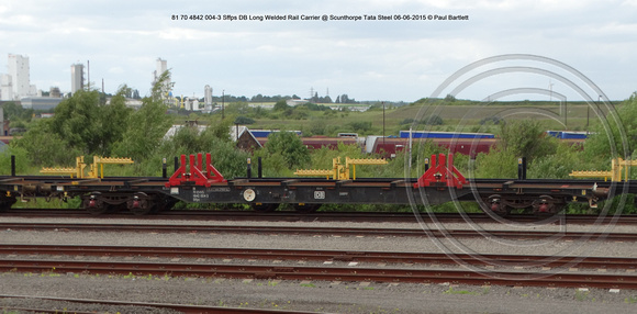 81 70 4842 004-3 Sffps DB Long Welded Rail Carrier @ Scunthorpe Tata Steel 2015-06-06 © Paul Bartlett