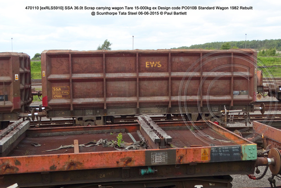 470110 SSA 36.0t Scrap ex Design code PO010B Standard Wagon 1982 Rebuilt @ Scunthorpe Tata Steel 2015-06-06 © Paul Bartlett [1w]